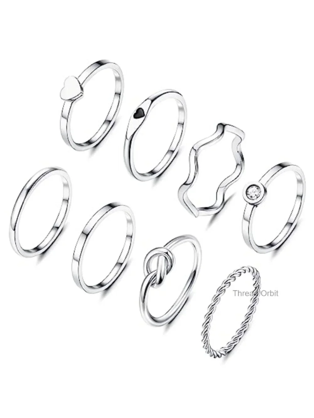 Stainless Steel Stackable Rings 8pcs 2MM Thin Stacking Thumb Ring Set Size 5-11